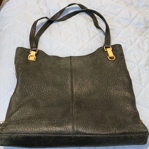 Vince camuto black leather tote